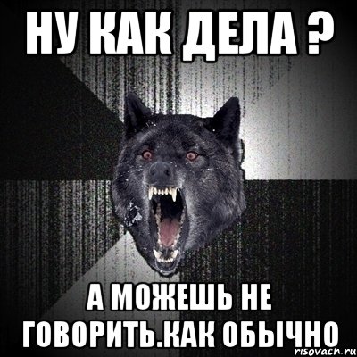 Ну как дела ? А можешь не говорить.Как обычно, Мем Сумасшедший волк