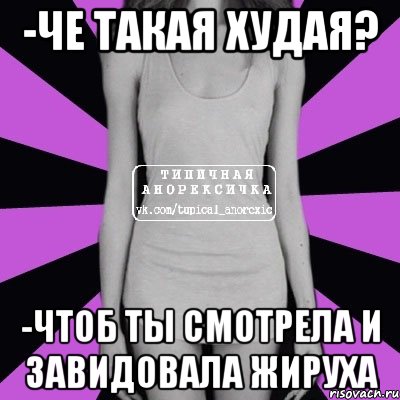 -че такая худая? -чтоб ты смотрела и завидовала жируха, Мем Типичная анорексичка