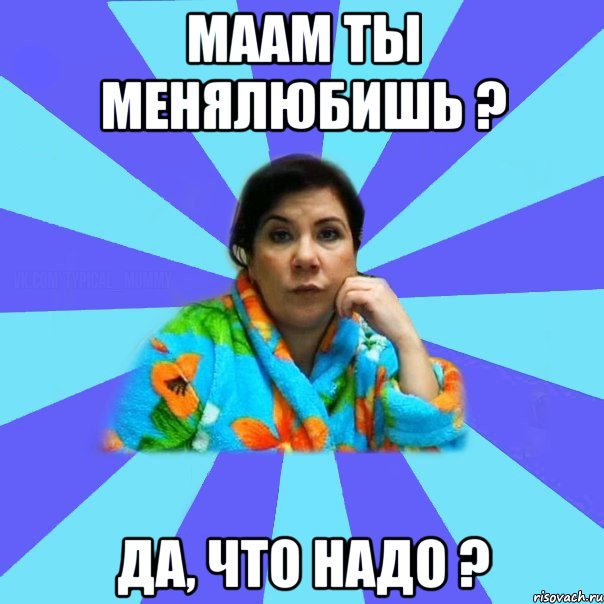 МААМ ТЫ МЕНЯЛЮБИШЬ ? ДА, ЧТО НАДО ?, Мем типичная мама