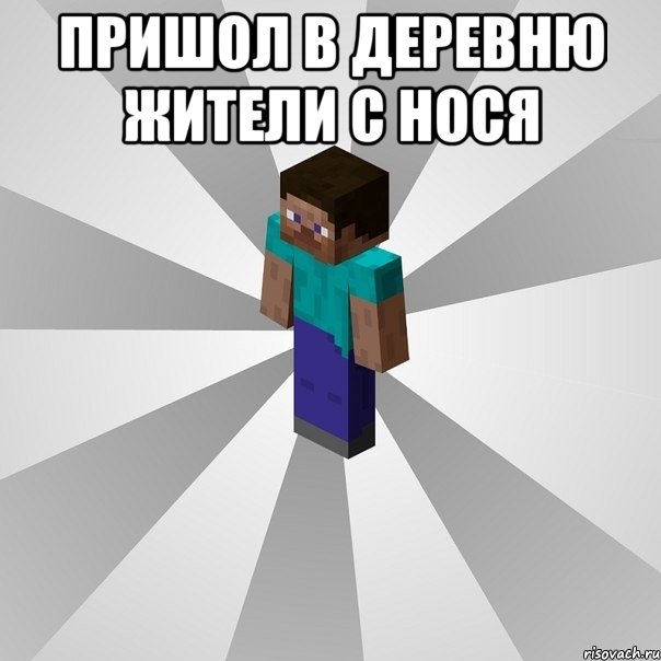 пришол в деревню жители с нося , Мем Типичный игрок Minecraft