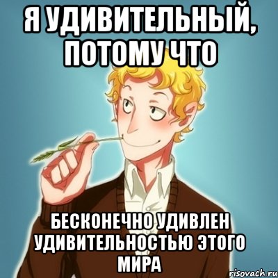 Я удивительный, потому что Бесконечно удивлен удивительностью этого мира