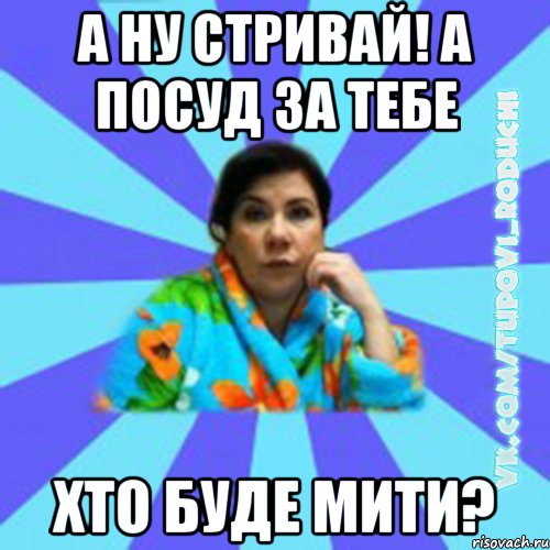 а ну стривай! а посуд за тебе хто буде мити?, Мем Типова мама