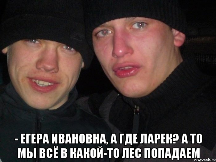  - егера ивановна, а где ларек? а то мы всё в какой-то лес попадаем, Мем Ебать ты лох