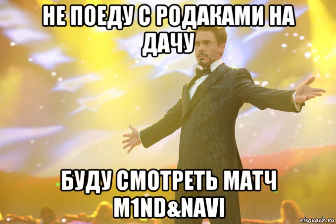 Не поеду с родаками на дачу Буду смотреть матч M1ND&NAVI, Мем Тони Старк (Роберт Дауни младший)