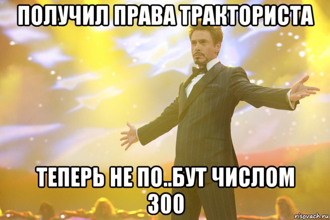 получил права тракториста теперь не по..бут числом 300, Мем Тони Старк (Роберт Дауни младший)