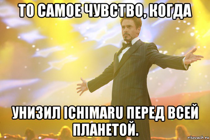 То самое чувство, когда унизил Ichimaru перед всей планетой., Мем Тони Старк (Роберт Дауни младший)