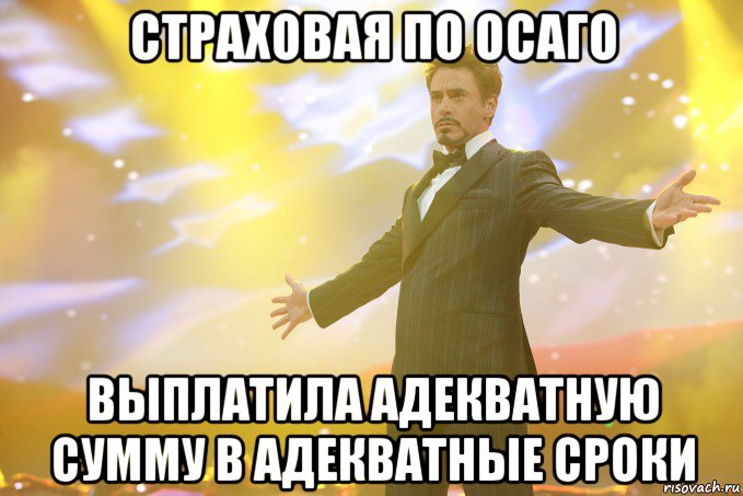 Страховая по ОСАГО выплатила адекватную сумму в адекватные сроки