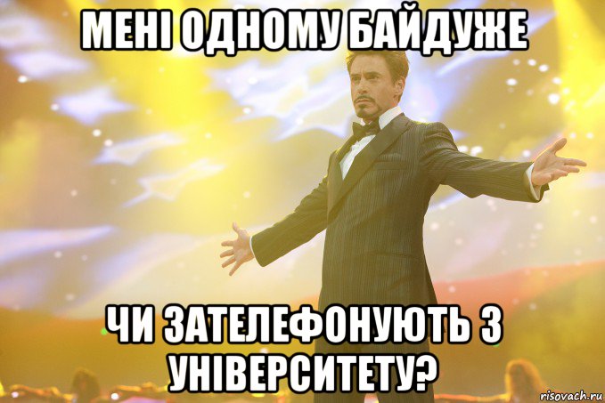мені одному байдуже чи зателефонують з університету?, Мем Тони Старк (Роберт Дауни младший)