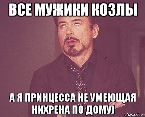 все мужики козлы а я принцесса не умеющая нихрена по дому), Мем твое выражение лица