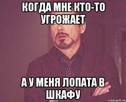 когда мне кто-то угрожает а у меня лопата в шкафу, Мем твое выражение лица