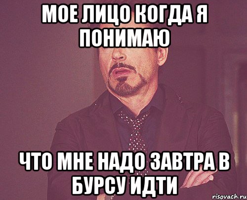 Мое лицо когда я понимаю что мне надо завтра в бурсу идти, Мем твое выражение лица