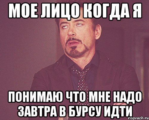 Мое лицо когда я понимаю что мне надо завтра в бурсу идти, Мем твое выражение лица