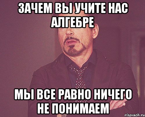 ЗАЧЕМ ВЫ УЧИТЕ НАС АЛГЕБРЕ МЫ ВСЕ РАВНО НИЧЕГО НЕ ПОНИМАЕМ, Мем твое выражение лица