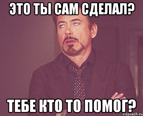 Это ты сам сделал? Тебе кто то помог?, Мем твое выражение лица