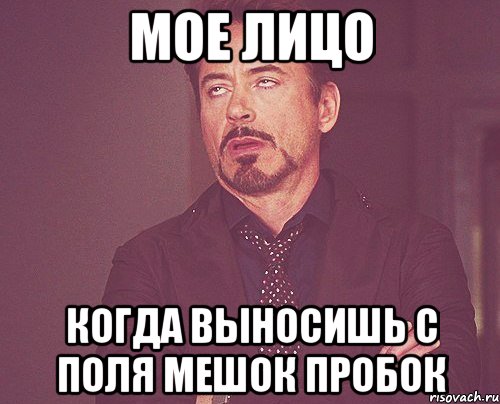 мое лицо когда выносишь с поля мешок пробок, Мем твое выражение лица