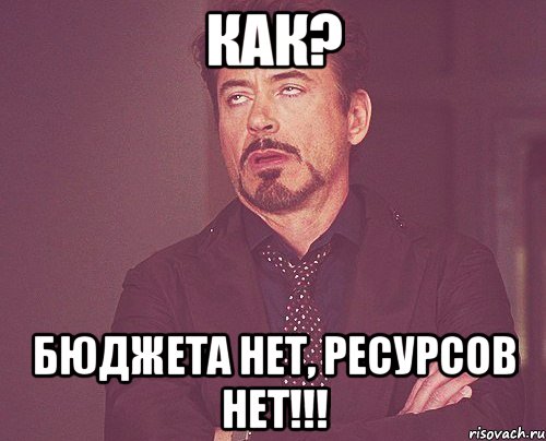 Как? Бюджета нет, ресурсов нет!!!, Мем твое выражение лица