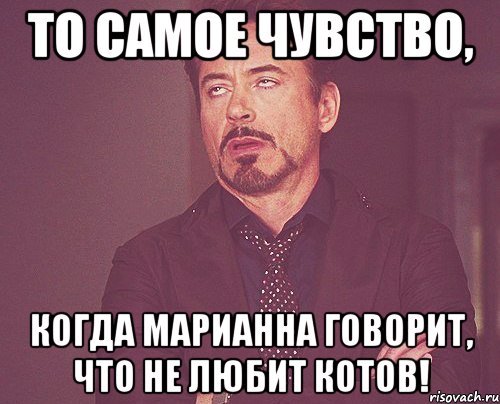 то самое чувство, когда Марианна говорит, что не любит котов!, Мем твое выражение лица