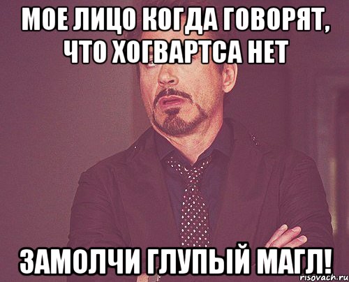 мое лицо когда говорят, что Хогвартса нет замолчи глупый магл!, Мем твое выражение лица