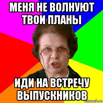 Меня не волнуют твои планы Иди на встречу выпускников, Мем Типичная училка