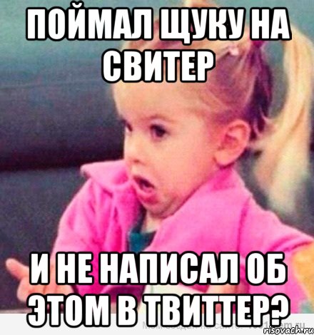 Поймал щуку на свитер и не написал об этом в твиттер?, Мем  Ты говоришь (девочка возмущается)