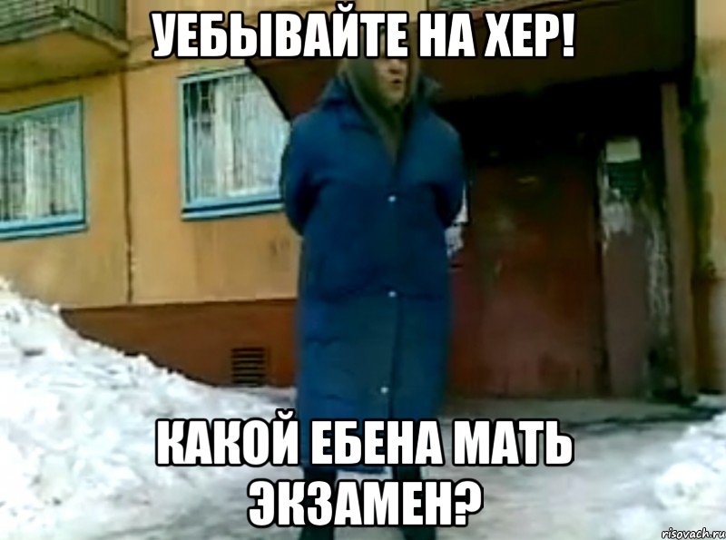 Уебывайте на хер! Какой ебена мать экзамен?