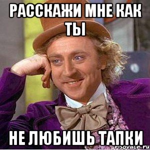 Расскажи мне как ты Не любишь тапки, Мем Ну давай расскажи (Вилли Вонка)