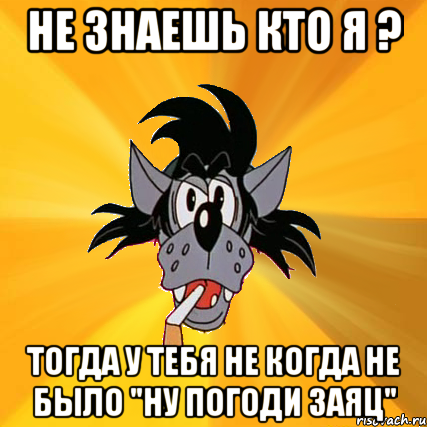 Не знаешь кто я ? тогда у тебя не когда не было "Ну погоди заяц", Мем Волк