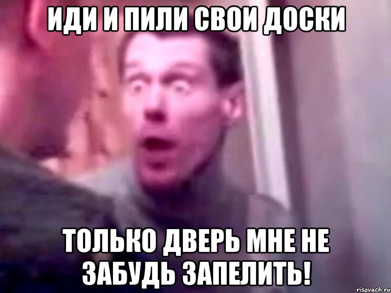 Иди и пили свои доски только дверь мне не забудь запелить!, Мем Запили