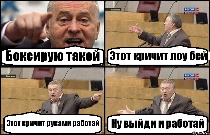 Боксирую такой Этот кричит лоу бей Этот кричит руками работай Ну выйди и работай, Комикс Жириновский