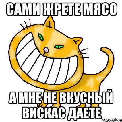Сами жрете мясо а мне не вкусный вискас даете