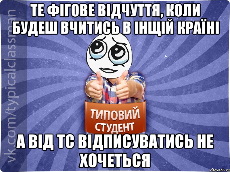 те фігове відчуття, коли будеш вчитись в інщій країні а від тс відписуватись не хочеться