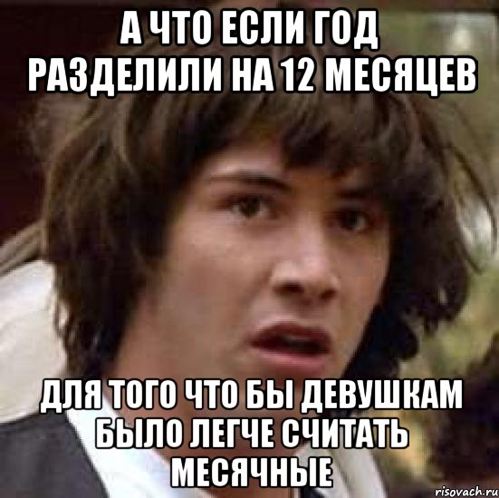 А что если год разделили на 12 месяцев для того что бы девушкам было легче считать месячные, Мем А что если (Киану Ривз)