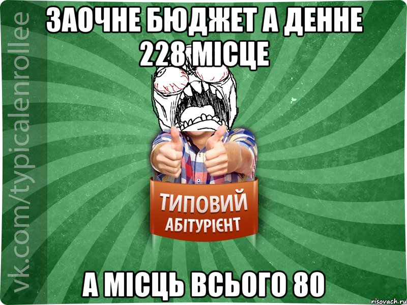 заочне бюджет а денне 228 місце а місць всього 80