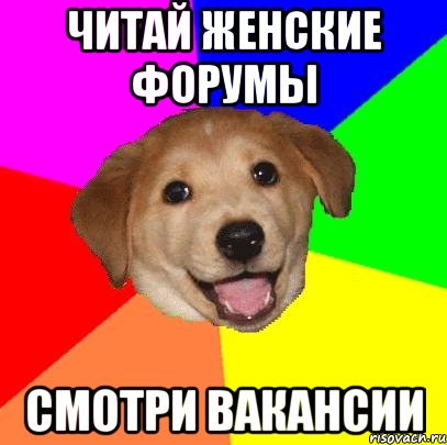 читай женские форумы смотри вакансии, Мем Advice Dog