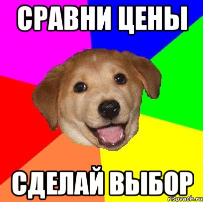 СРАВНИ ЦЕНЫ СДЕЛАЙ ВЫБОР, Мем Advice Dog