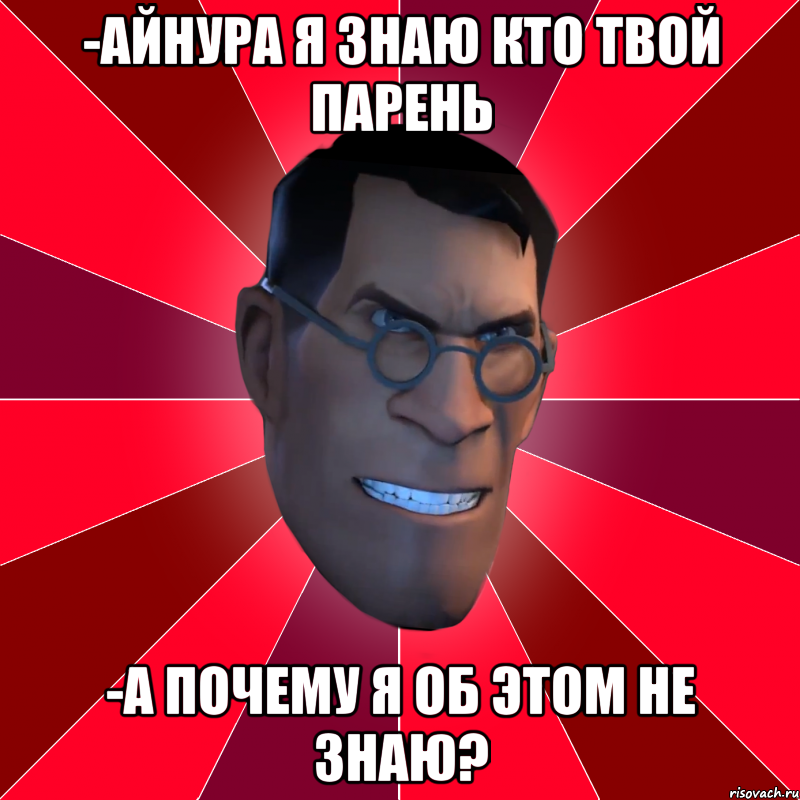 -Айнура я знаю кто твой парень -А почему я об этом не знаю?, Мем Агрессивный Медик