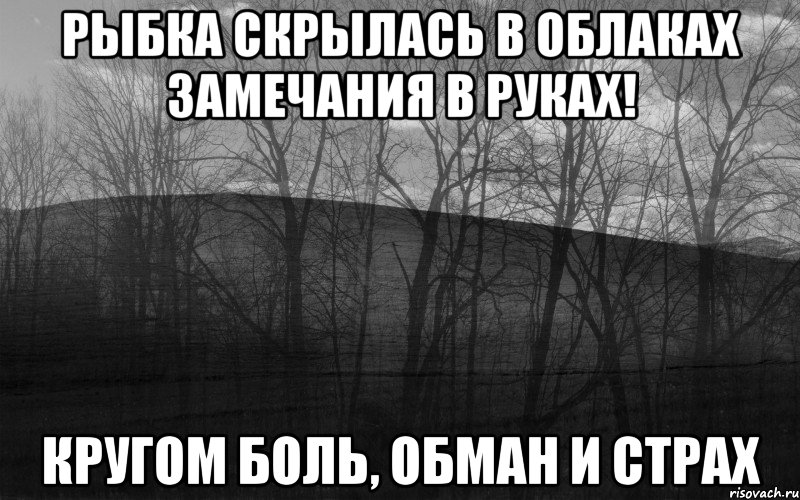 Рыбка скрылась в облаках Замечания в руках! кругом боль, обман и страх, Мем безысходность тлен боль