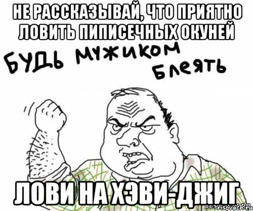 НЕ РАССКАЗЫВАЙ, ЧТО ПРИЯТНО ЛОВИТЬ ПИПИСЕЧНЫХ ОКУНЕЙ ЛОВИ НА ХЭВИ-ДЖИГ, Мем блять