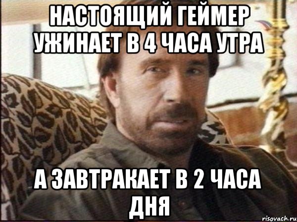 Настоящий геймер ужинает в 4 часа утра А завтракает в 2 часа дня, Мем чак норрис