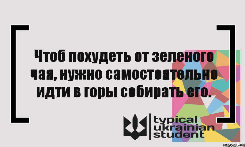 Чтоб похудеть от зеленого чая, нужно самостоятельно идти в горы собирать его., Комикс цитата