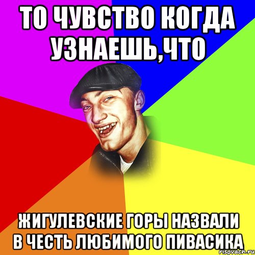 то чувство когда узнаешь,что жигулевские горы назвали в честь любимого пивасика, Мем ДЕРЗКИЙ БЫДЛОМЁТ