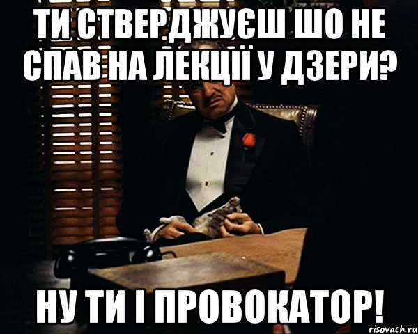 ти стверджуєш шо не спав на лекції у дзери? ну ти і провокатор!, Мем Дон Вито Корлеоне