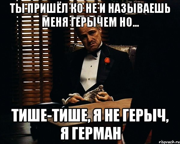 Ты пришёл ко не и называешь меня Герычем но... тише-тише, я не Герыч, я Герман, Мем Дон Вито Корлеоне