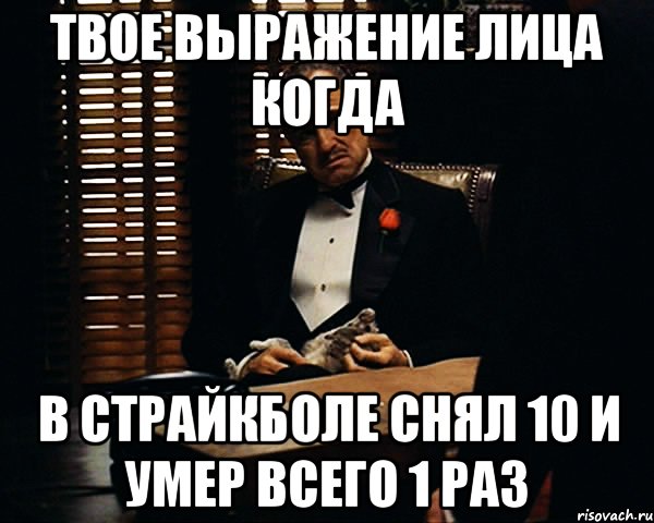 твое выражение лица когда в страйкболе снял 10 и умер всего 1 раз, Мем Дон Вито Корлеоне