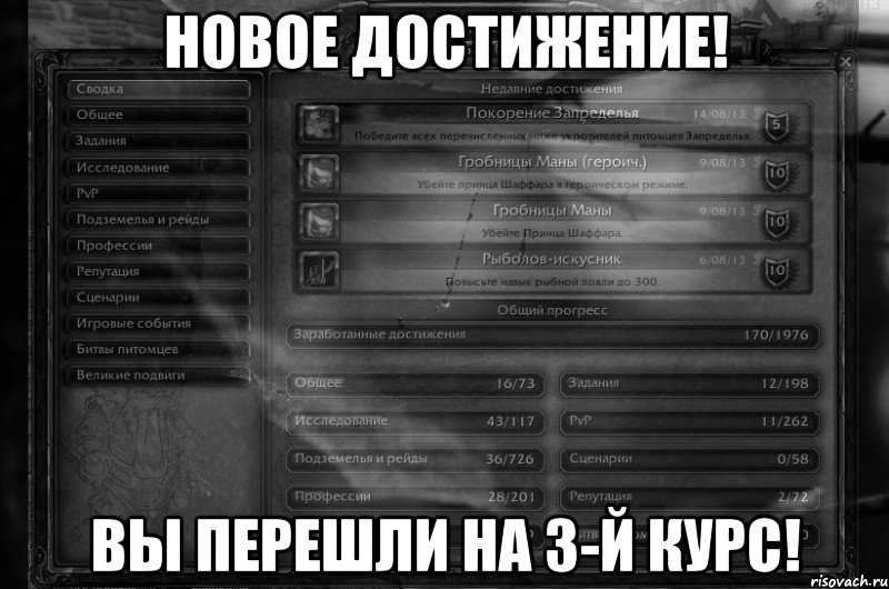 Новое достижение! Вы перешли на 3-й курс!
