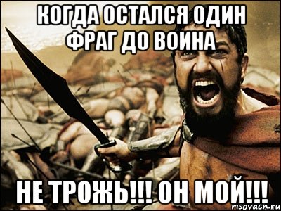 когда остался один фраг до воина не трожь!!! он мой!!!, Мем Это Спарта