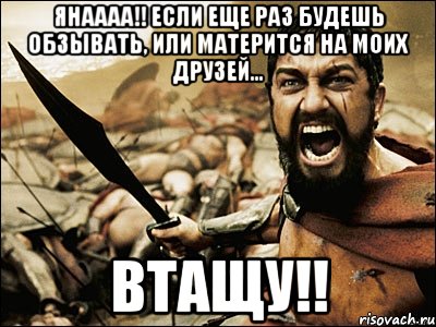 янаааа!! если еще раз будешь обзывать, или матерится на моих друзей... втащу!!, Мем Это Спарта