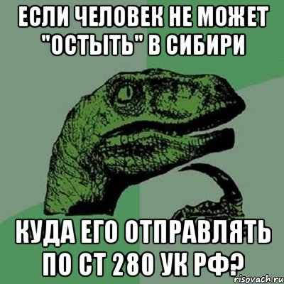 Если человек не может "остыть" в Сибири Куда его отправлять по Ст 280 УК РФ?, Мем Филосораптор