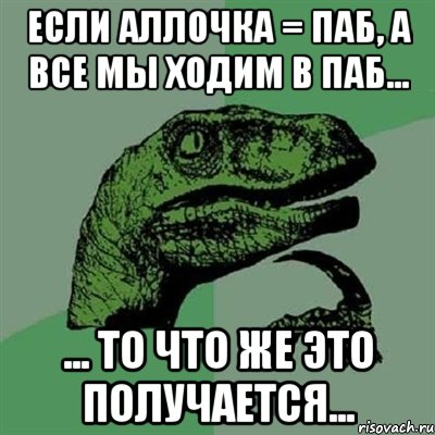 Если Аллочка = Паб, а все мы ходим в паб... ... то что же это получается..., Мем Филосораптор