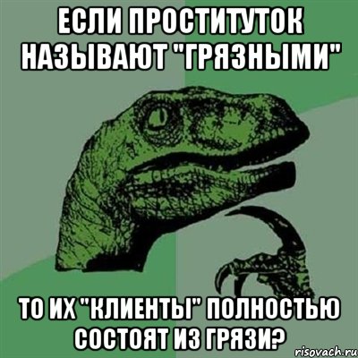 если проституток называют "грязными" то их "клиенты" полностью состоят из грязи?, Мем Филосораптор